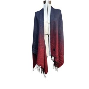 Stylish Red and Blue Ombre Shawl, OS